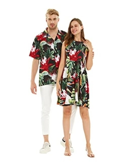 Hawaii Hangover Matchable Couple Hawaiian Luau Men Shirt or Women Vintage Fit and Flare Dress in Lost in Paradise