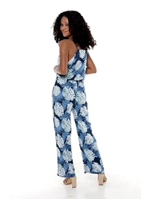 Hawaii Hangover Matchable Couple Hawaiian Luau Shirt or V-Neck Jumpsuit with Pockets in Pacific Palm Navy