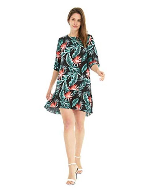 Hawaii Hangover Matchable Couple Hawaiian Luau Shirt or 3/4 Sleeve Ruffle Dress in Blooming Lily