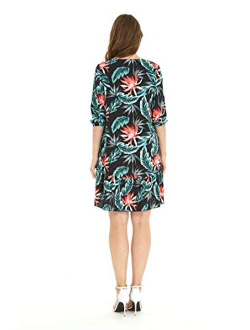 Hawaii Hangover Matchable Couple Hawaiian Luau Shirt or 3/4 Sleeve Ruffle Dress in Blooming Lily