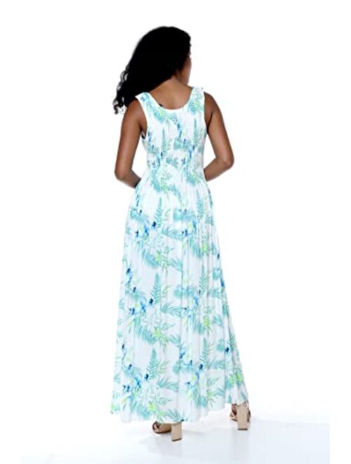 Hawaii Hangover Matchable Couple Hawaiian Luau Shirt or Maxi Tank Dress in Orchid Breeze White