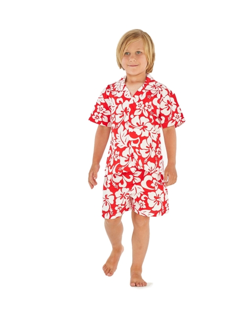 Hawaii Hangover Matchable Family Hawaiian Luau Men Women Girl Boy Clothes in Classic Vintage Hibiscus Red