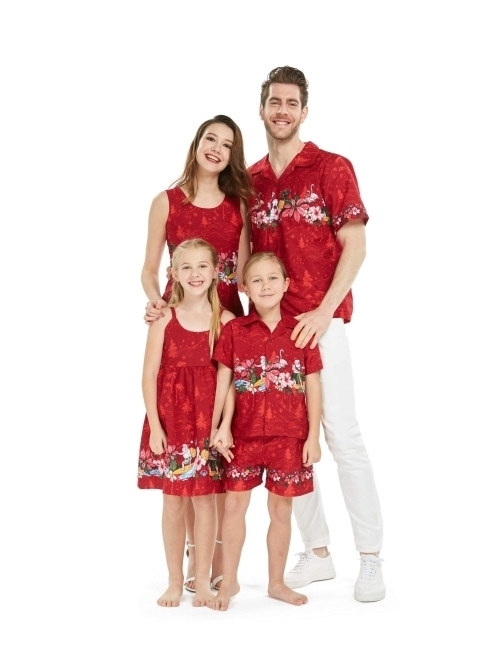 Hawaii Hangover Matchable Family Hawaiian Luau Men Women Girl Boy Clothes in Christmas Santa in Hawaii Red Cross