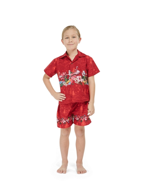 Hawaii Hangover Matchable Family Hawaiian Luau Men Women Girl Boy Clothes in Christmas Santa in Hawaii Red Cross