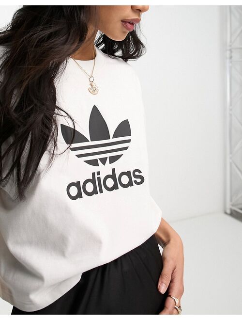 adidas Originals crop roll sleeve t-shirt in white