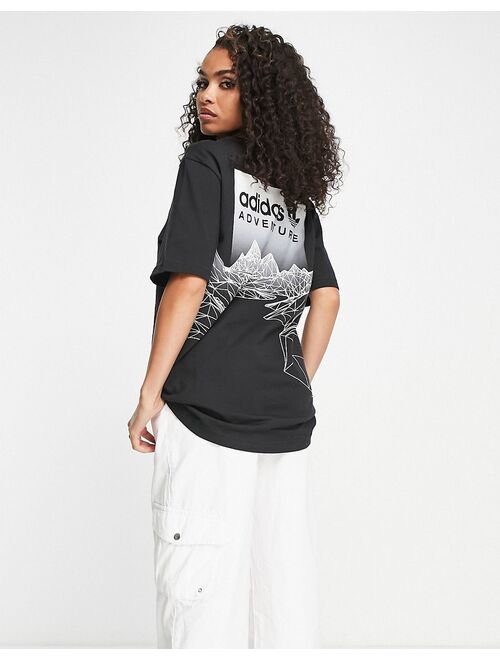 adidas Originals Adventure mountain boyfriend fit t-shirt in black