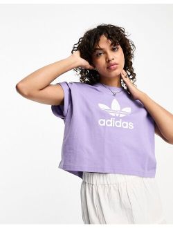 Trefoil cropped T-shirt in purple