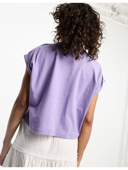 adidas Originals Trefoil cropped T-shirt in purple