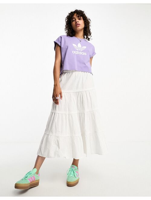 adidas Originals Trefoil cropped T-shirt in purple