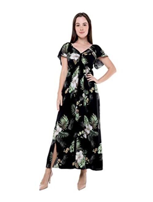 Hawaii Hangover Matchable Couple Hawaiian Luau Shirt or Rahee Maxi Dress in Pineapple Garden Black