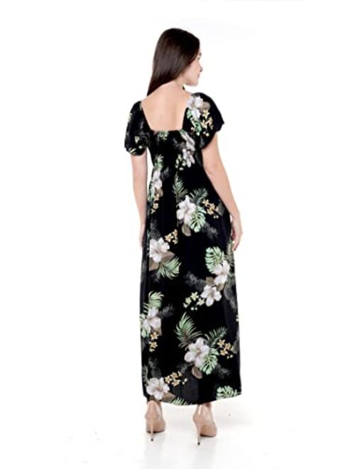 Hawaii Hangover Matchable Couple Hawaiian Luau Shirt or Rahee Maxi Dress in Pineapple Garden Black