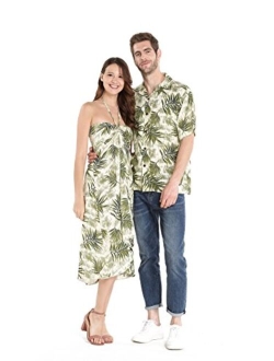 Hawaii Hangover Couple Matching Hawaiian Luau Cruise Party Outfit Shirt Dress in Hibiscus Red