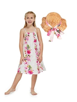 Hawaii Hangover Girl Hawaiian Round Neck Dress in Pink Hibiscus Vine