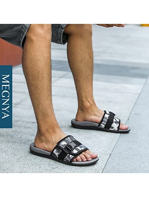 MEGNYA Mens Orthotic Walking Sandals with Arch Support, Comfortable Plantar Fasciitis Slides Foot Pain Relief, Casual Sandals for Men