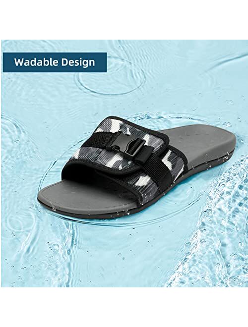 MEGNYA Mens Orthotic Walking Sandals with Arch Support, Comfortable Plantar Fasciitis Slides Foot Pain Relief, Casual Sandals for Men