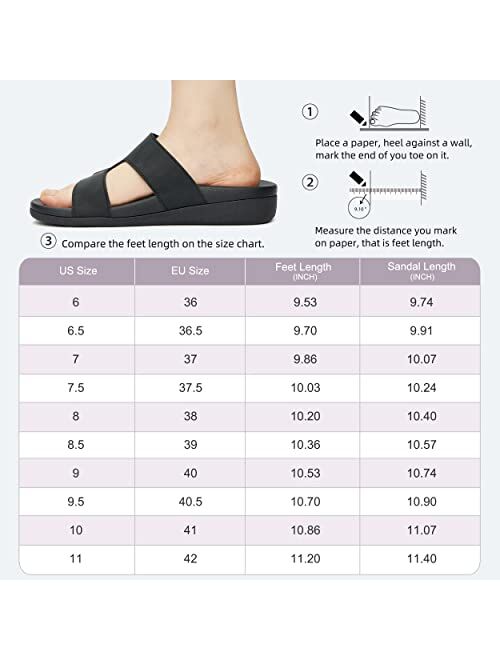 MEGNYA Women Comfortable Walking Sandals with Arch Support, Plantar Fasciitis Slides for Flat Feet Relieve, Orthopedic Sandals with adjustable straps