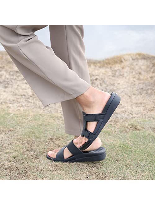 MEGNYA Women Comfortable Walking Sandals with Arch Support, Plantar Fasciitis Slides for Flat Feet Relieve, Orthopedic Sandals with adjustable straps