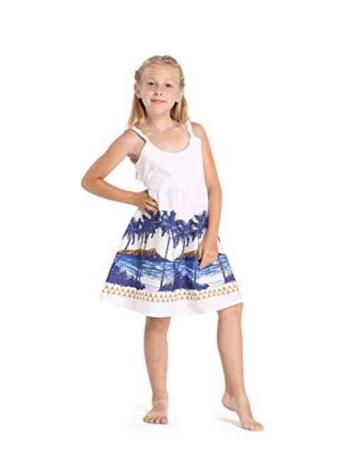 Hawaii Hangover Girl Hawaiian Classic Empire Dress with Elastic Strap in Diamond Head Palms Beach