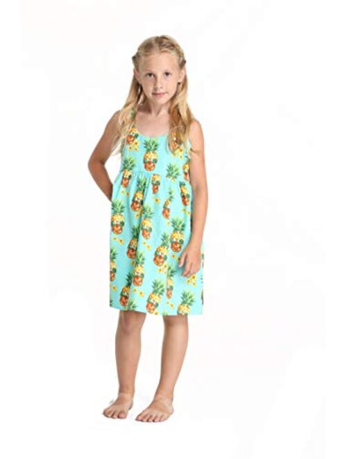 Hawaii Hangover Girl Luau Elastic Strap Dress in Halloween Pineapple Skull Turquoise