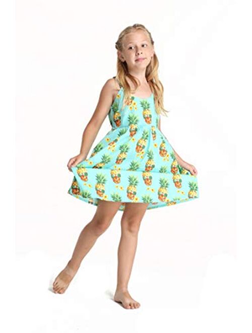 Hawaii Hangover Girl Luau Elastic Strap Dress in Halloween Pineapple Skull Turquoise