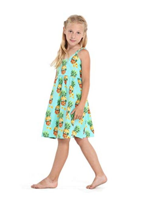 Hawaii Hangover Girl Luau Elastic Strap Dress in Halloween Pineapple Skull Turquoise