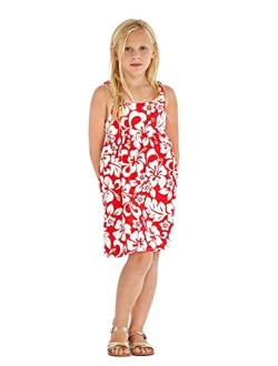 Hawaii Hangover Girl Elastic Strap Empire Waist Dress in Classic Hibiscus Red