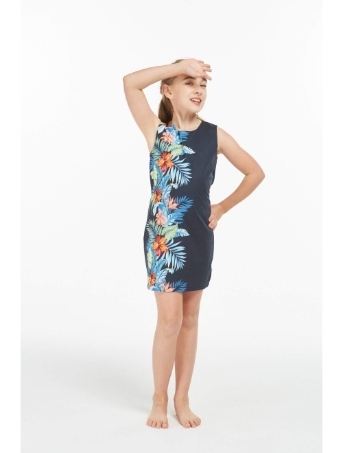 Hawaii Hangover Girl Hawaiian Tank Dress in Orchid Paradise Navy