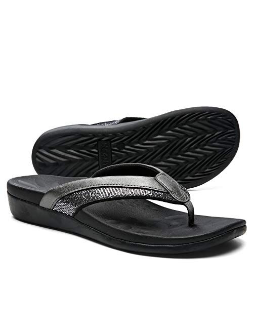 MEGNYA Comfortable Walking Flip Flops Women, Orthopedic Sandals with Arch Support, Flat Feet Pain Relief Sandals