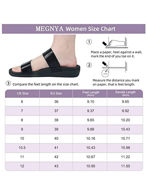 MEGNYA Orthotic Sandals for Women, Plantar Fasciitis Sandals for Flat Feet, Orthopedic Walking Slide Sandals with Arch Support