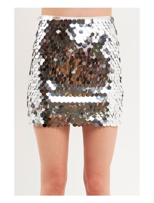 ENDLESS ROSE Women's Fisheye Sequins Mini Skirt