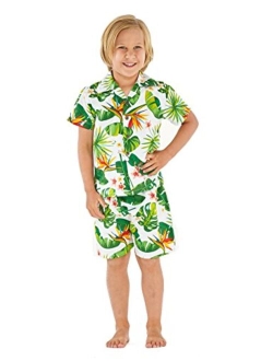 Hawaii Hangover Boy Aloha Luau Shirt Cabana Set in Vintage Tropical Toile