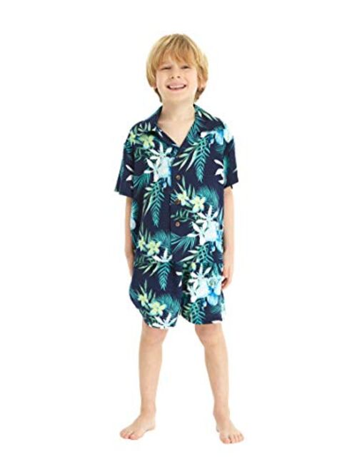 Hawaii Hangover Boy Aloha Luau Shirt Cabana Set in Pineapple Garden Navy