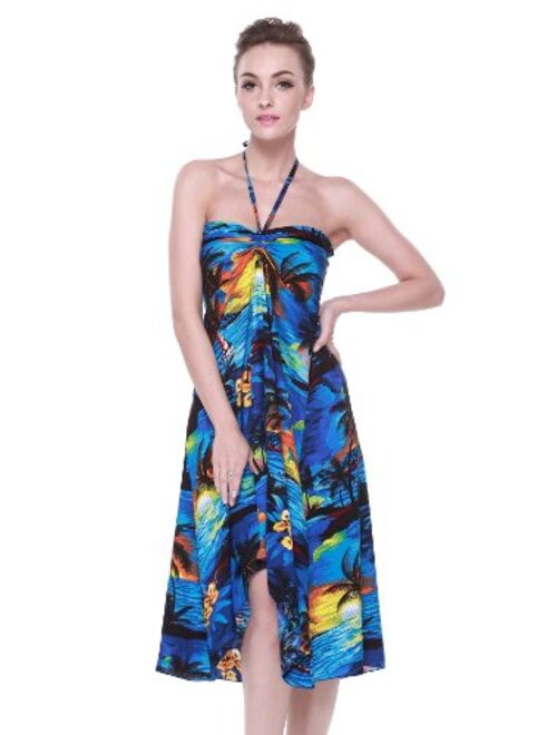 Hawaii Hangover Women's Hawaiian Butterfly Luau Dress in Sunset Blue