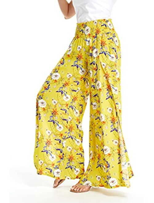 Hawaii Hangover Lady High Slit Wide Leg Pants in Pineapple Garden