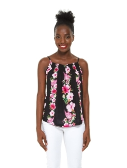 Hawaii Hangover Women's Hawaiian Spaghetti Strap Top in Pink Hibiscus Vine