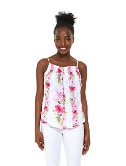 Hawaii Hangover Women's Hawaiian Spaghetti Strap Top in Pink Hibiscus Vine