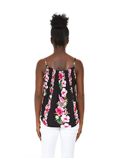 Hawaii Hangover Women's Hawaiian Spaghetti Strap Top in Pink Hibiscus Vine