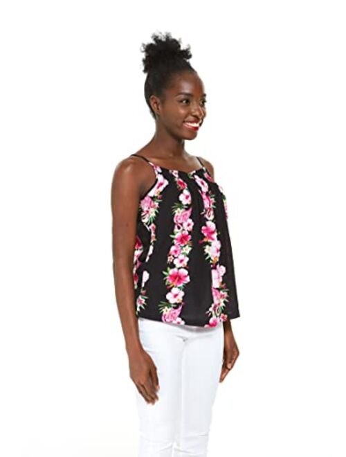 Hawaii Hangover Women's Hawaiian Spaghetti Strap Top in Pink Hibiscus Vine