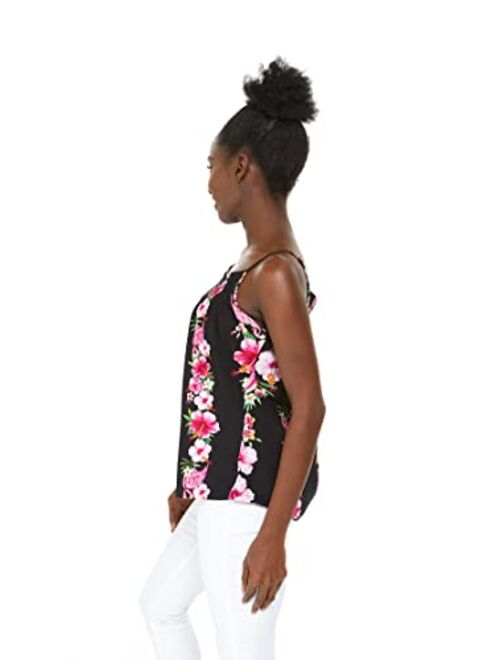 Hawaii Hangover Women's Hawaiian Spaghetti Strap Top in Pink Hibiscus Vine