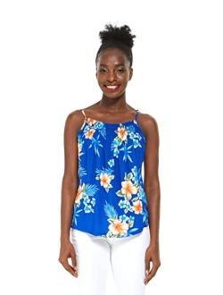 Hawaii Hangover Women's Hawaiian Spaghetti Strap Top in Hibiscus Blue