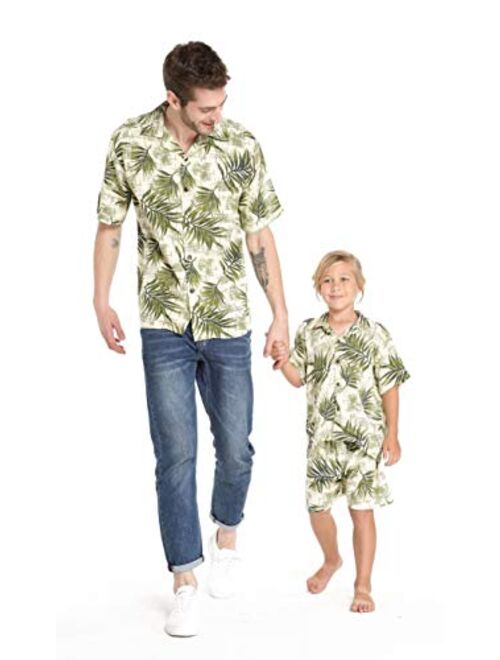 Hawaii Hangover Matching Hawaiian Luau Outfit Men Boy Shirts in Leaves in Black