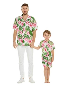 Hawaii Hangover Matching Father Son Hawaiian Luau Outfit Men Shirt Boy Shirt Shorts Wispy Cereus