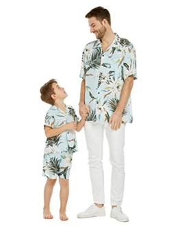 Hawaii Hangover Matching Father Son Hawaiian Luau Outfit Men Shirt Boy Shirt Shorts Wispy Cereus