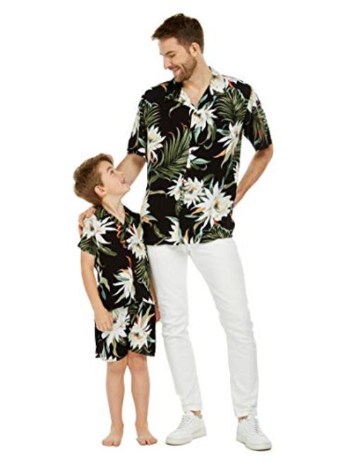 Hawaii Hangover Matching Father Son Hawaiian Luau Outfit Men Shirt Boy Shirt Shorts Wispy Cereus