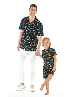 Hawaii Hangover Matching Father Son Hawaiian Luau Outfit Men Shirt Boy Shirt Shorts Classic White Flamingo