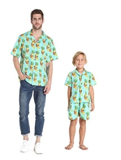 Hawaii Hangover Matching Father Son Hawaiian Luau Outfit Men Shirt Boy Shirt Shorts Classic White Flamingo