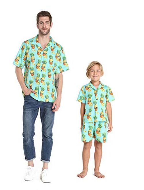 Hawaii Hangover Matching Father Son Hawaiian Luau Outfit Men Shirt Boy Shirt Shorts Classic White Flamingo