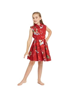 Hawaii Hangover Girl Hawaiian Vintage Fit and Flare Dress in Christmas Santa in Hawaii