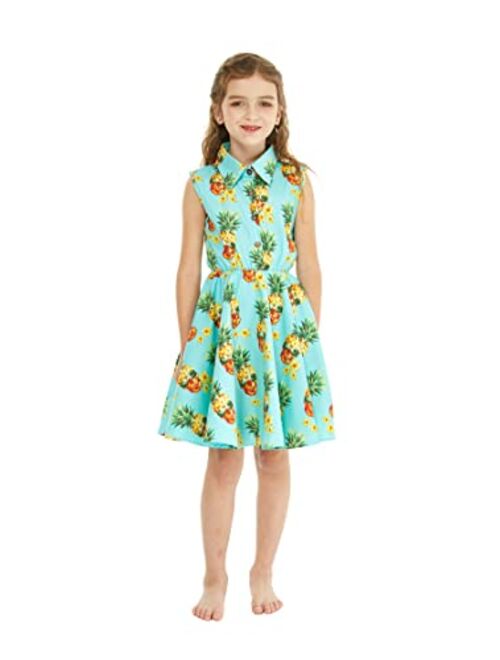 Hawaii Hangover Girl Hawaiian Vintage Fit and Flare Dress in Flamingo in Love