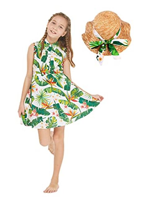 Hawaii Hangover Girl Hawaiian Vintage Fit and Flare Dress in Flamingo in Love